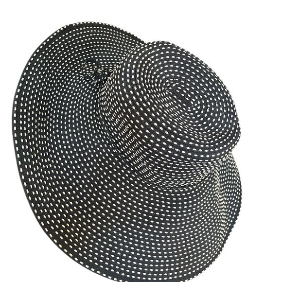 San Diego Hat Company Black and Tan Polka Dot Sun Hat Wide Rim Beach - Picture 3 of 10
